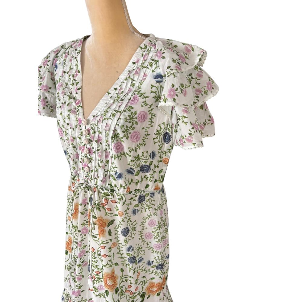 Farm Rio Folk Floral Lace Midi Dress Off White Size Medium - Picture 5 of 16